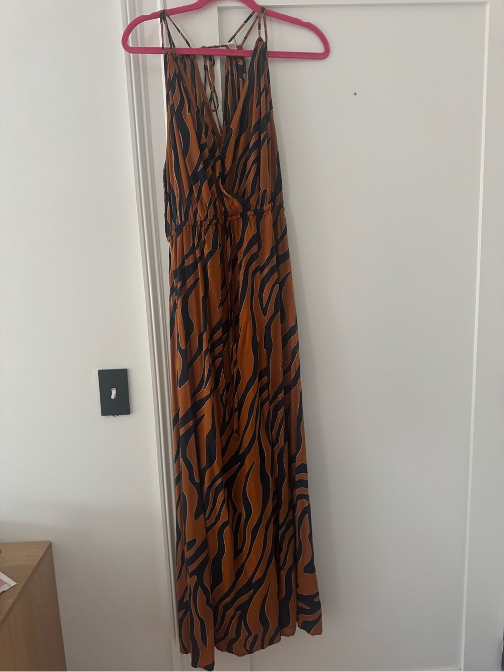Elan Brown and Navy Animal-Print Maxi Dress